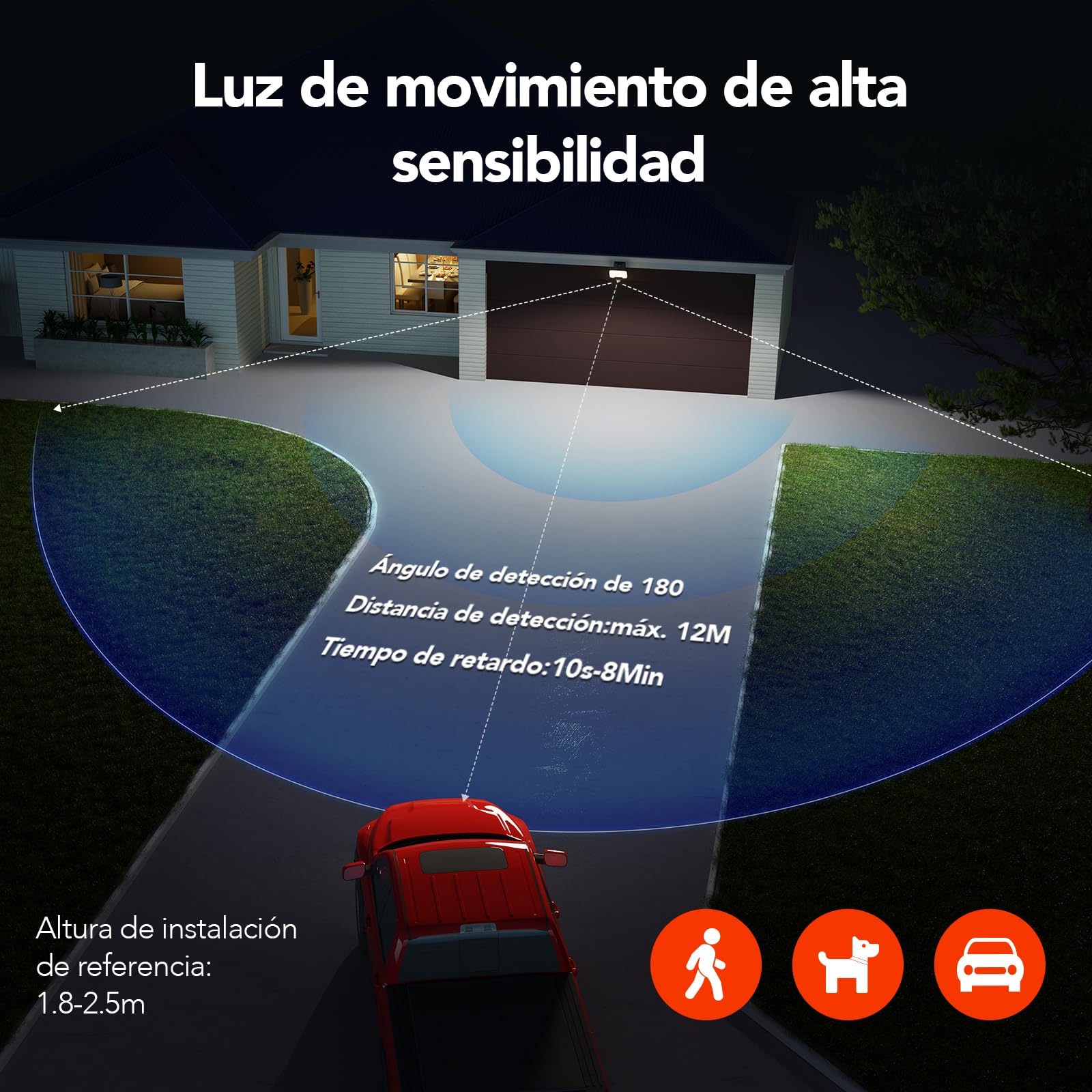OREiN Foco LED con detector de movimiento para exteriores, 2800 lm, 2700/4000/6500 K, luz blanca cálida/neutra/fría, superbrillante, con 3 modos de iluminación, IP65, resistente al agua, 3 piezass