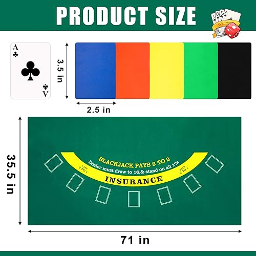 Miniatura 9 de Aoriher Juego combinado de Blackjack, incluye Blackjack Layout Felt Blackjack Shoe 6 barajas, bandejas de descartar para Blackjack, 10 tarjetas