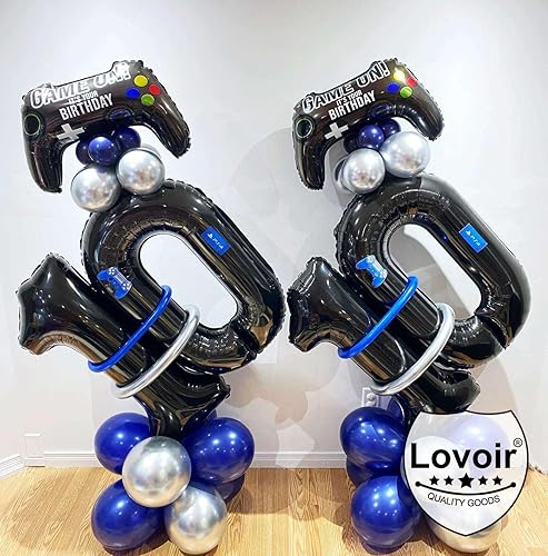 Miniatura 3 de Globo negro de 40 pulgadas, 10 dígitos gigantes, de papel de aluminio de Mylar para helio negro para fiesta de cumpleaños de 10 años, decoraciones