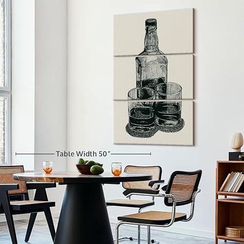 Miniatura 4 de Elephant Stock Decoración de pared de vasos de whisky retro, decoración de whisky de 3 piezas, arte de pared listo para colgar para la oficina y el