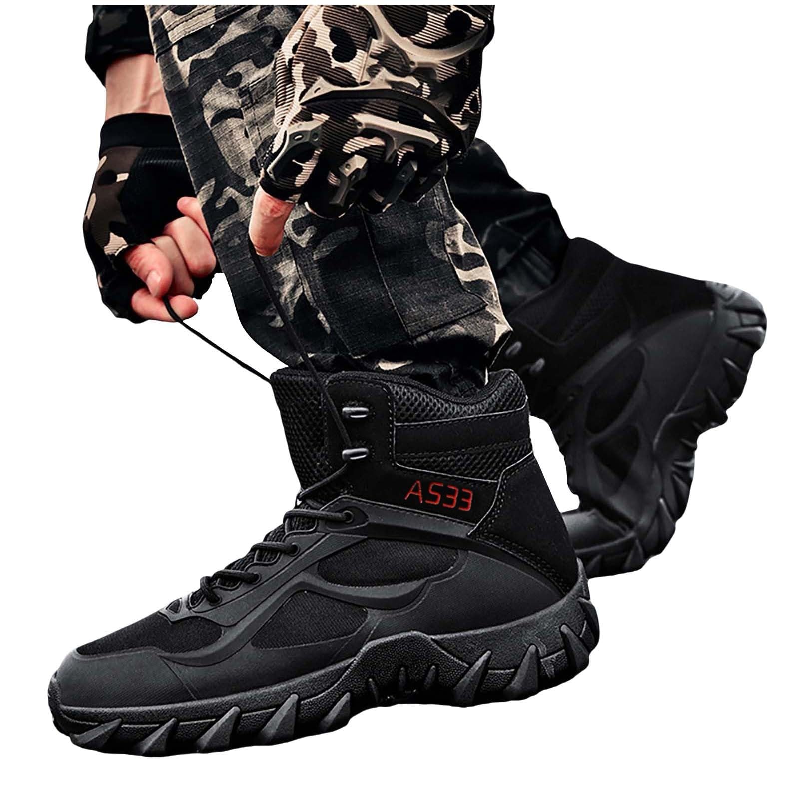 Botas de tobillo para hombre, botas de senderismo con cordones