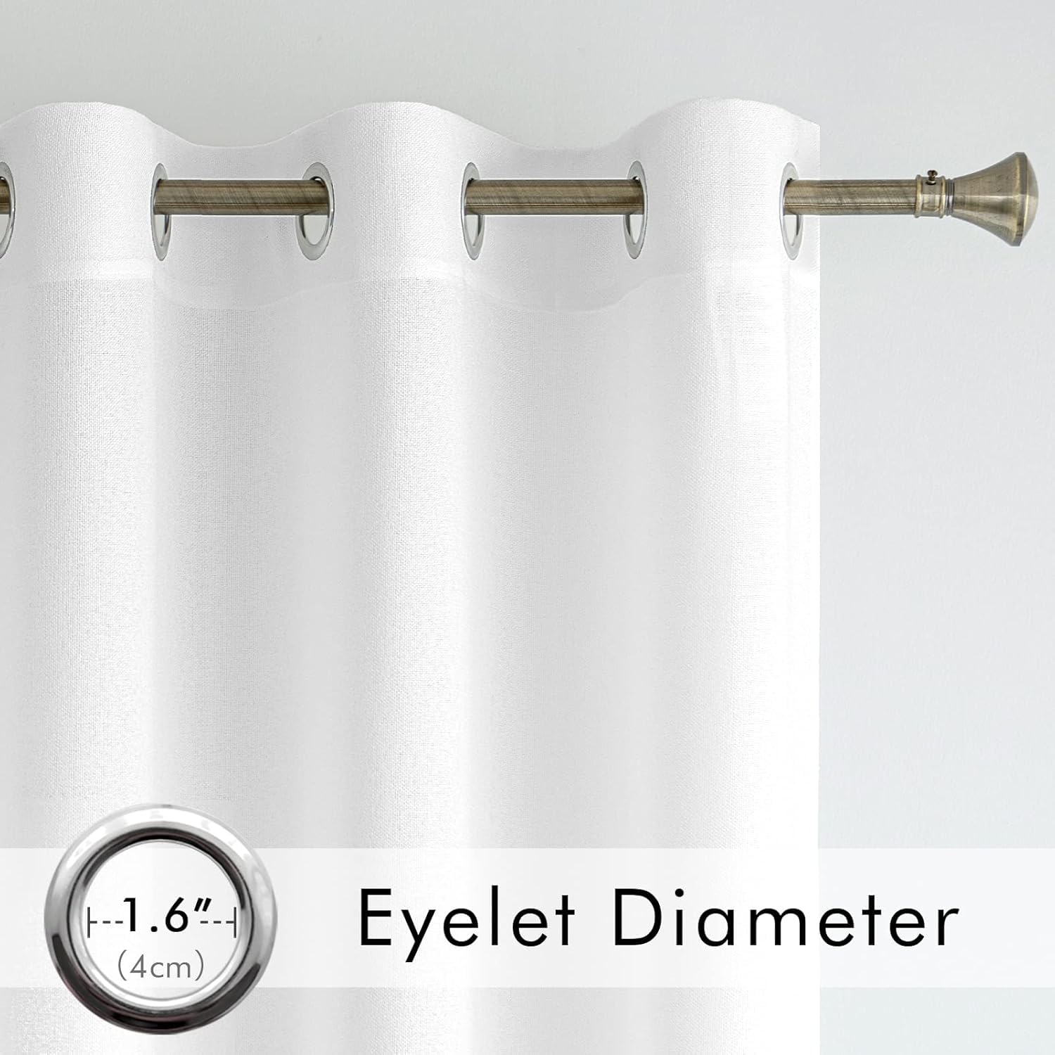 MIULEE Tende Lino con Anelli Effetto Lino Soggiorno Moderna Tenda Voile Semitrasparenti Naturale 2 Pezzi, 140 x 280 cm Bianco