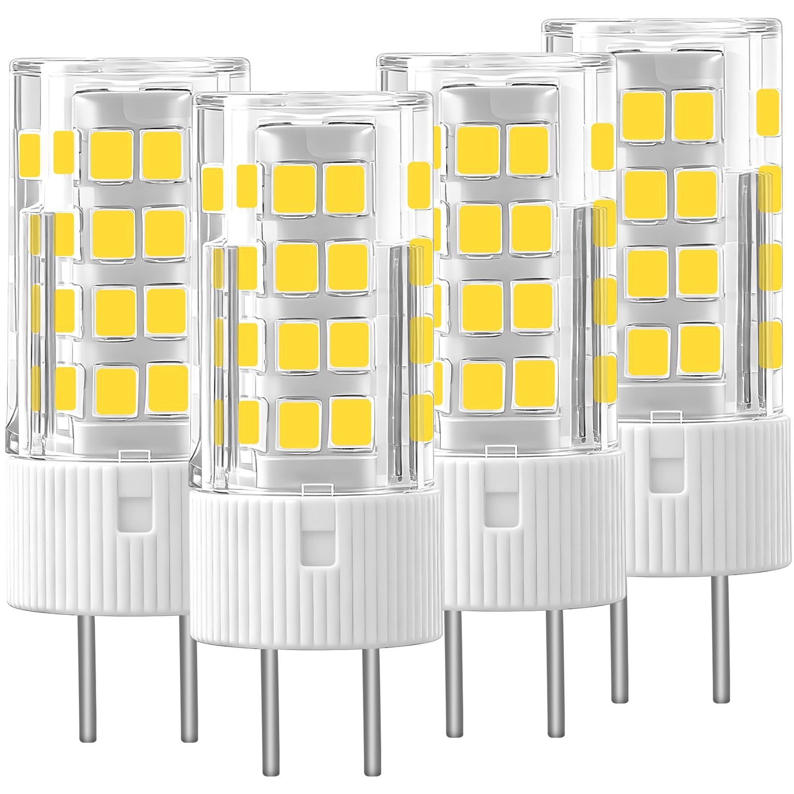 Bonping T3 GY6.35 Bi-Pin LED Light Bulb 4W (45W Halogen Equiv) - 12V-24V Low Voltage, 360° Beam Angle JC Type G6.35 Bulb for RV/Camper/Trailer, Landscape, Track Lighting (Warm White 3000K, 4Pack)