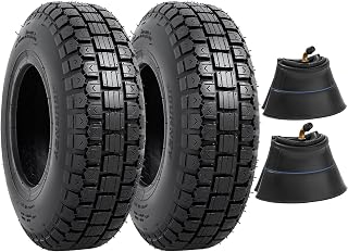 4.10/3.50-6 Tires and Heavy Duty Inner Tubes for 4 Wheelers ATV,Quad Lawn, Mower, Wheelbarrows, Go Kart,Snow Blower, Tractors, Hand Trucks, Trolleys, Mini Bike Tires and Tubes (2 Pcs)