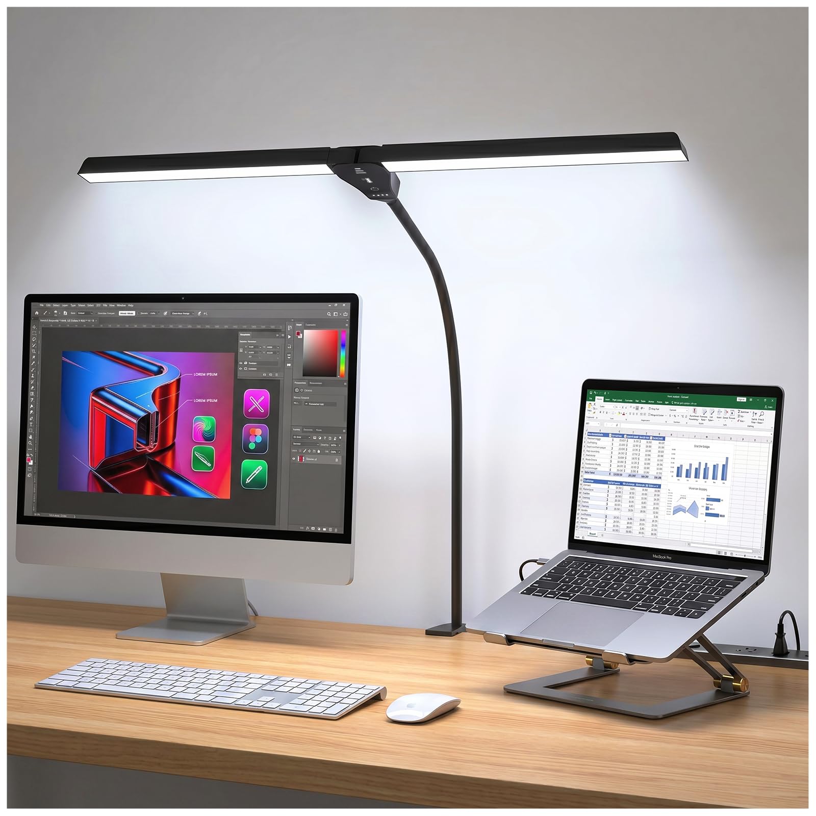 Lustaled LED Desk Lamp with Clamp and USB for Office
