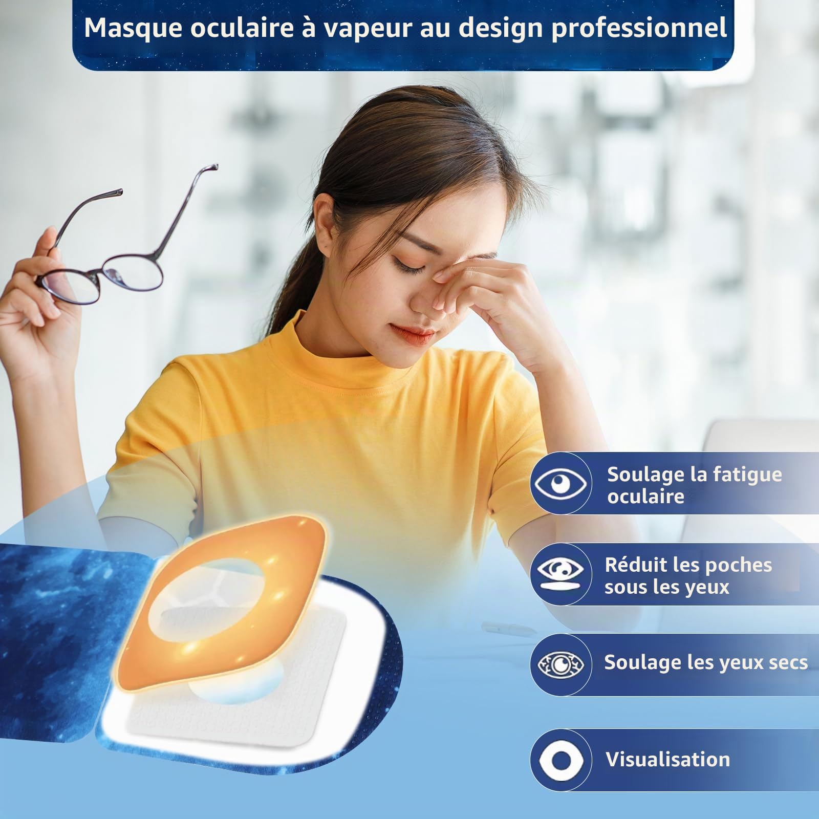 SDSM 20pcs Masque Chauffant Yeux, Masques Yeux Chauffants Jetable Auto-Chauffant à La Vapeur Douce pour Soulager Yeux Secs, La Fatigue Oculaire, Cernes et poches, Détendre Yeux (Sans Parfum)