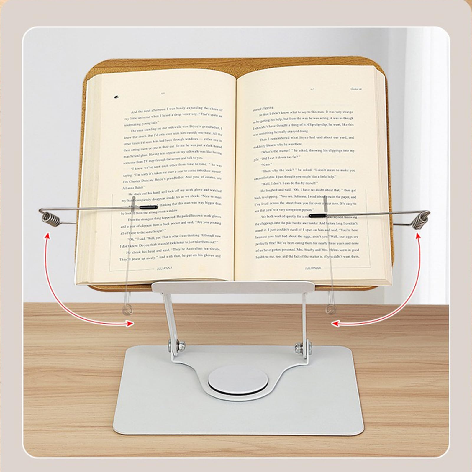 Support pour pupitre - Porte-Bible Pliable pivotant à 360 degrés, Support pour Livres avec Base pivotante à 360 degrés, Bois et Aluminium pour Ordinateur Portable, Magazines, Texte