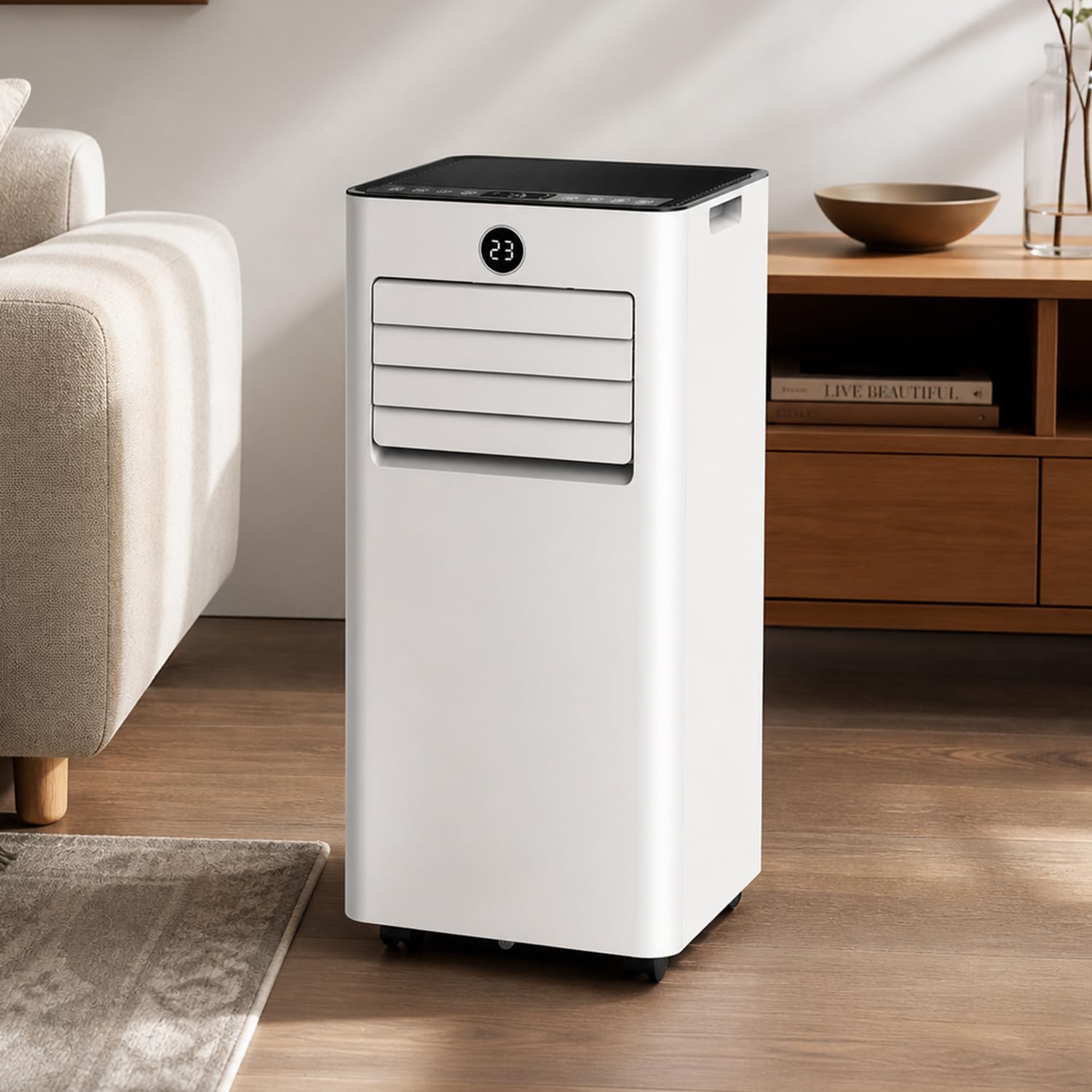 Jack Stonehouse White Jsh Portable Air Conditioner | Aircon, Fan & Dehumidifier | 5000Btu Covers 14M2 | Quiet & Energy Efficient | Sleep Mode | 2 Fan Modes | 24 Hour Timer | Remote Control