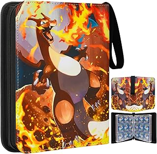 Card Binder 900 Cards Storage Capacity with 50 Removable Sleeves, 9-Pocket Round Ring Binder Collector Trading Card Binder, Portable Carrying Case Album Book for Game, Office, Learning, Sport (900 Cards)