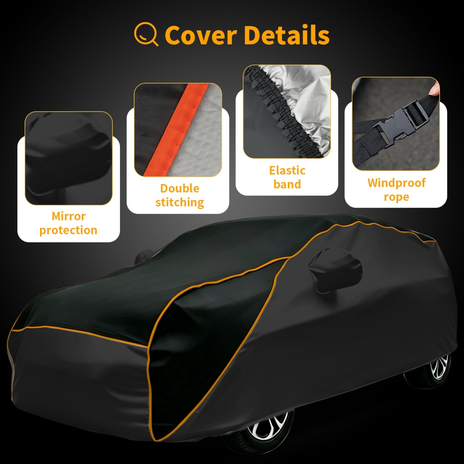 Telo Copriauto Antigrandine per Bentley Continental GT V8 2019-2026, Anti-Grandine Auto Esterno Impermeabile Traspirante Copertura Auto Invernale Anti-UV Auto Resistente Alla Grandine, Al Vento(Black)
