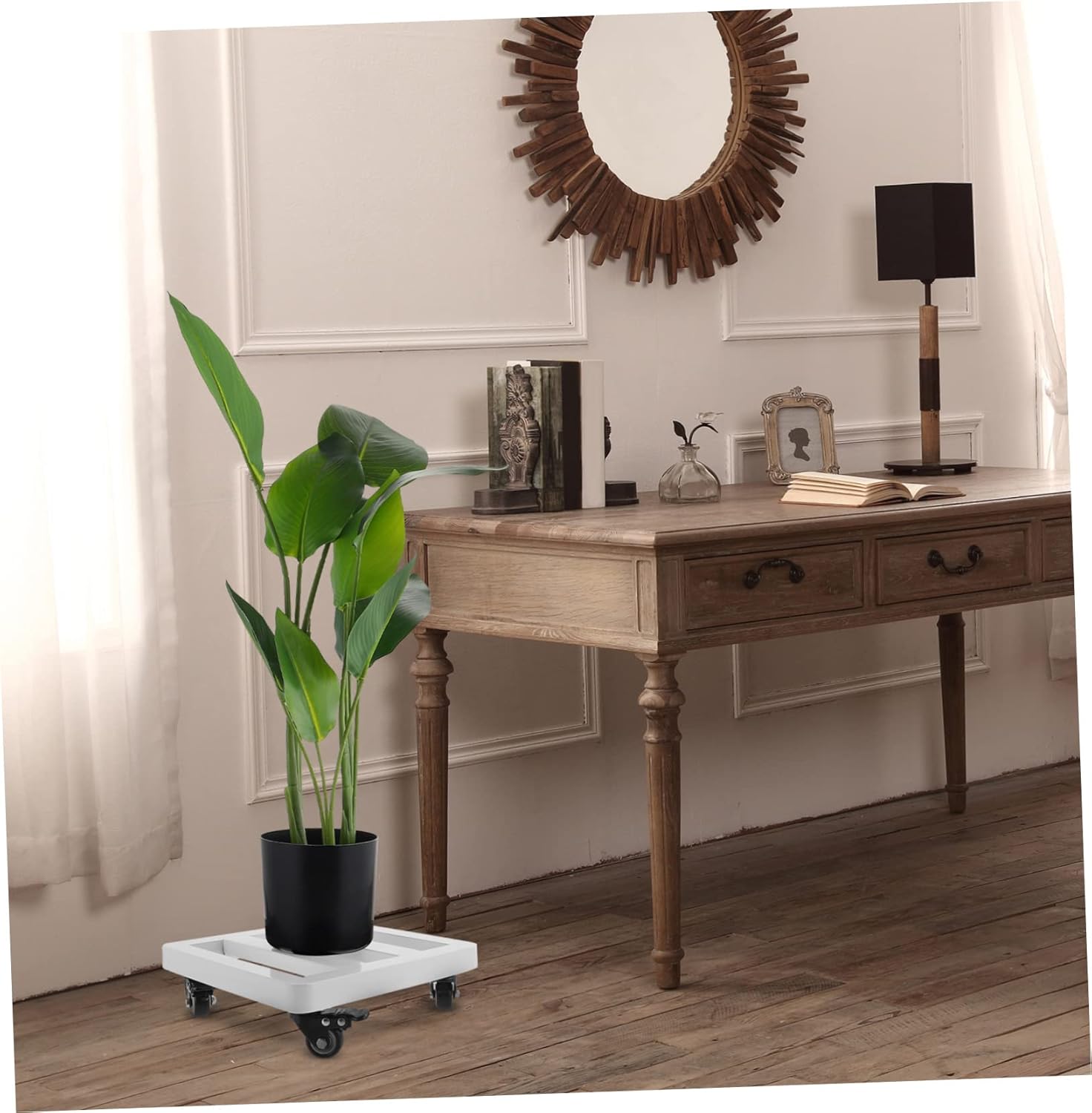 BESPORTBLE Heavy-Duty Iron Plant Stand Wheels for Indoor and Outdoor Use Movable Flower Pot Tray Rounded Corners for Garden Plants and Large Vases