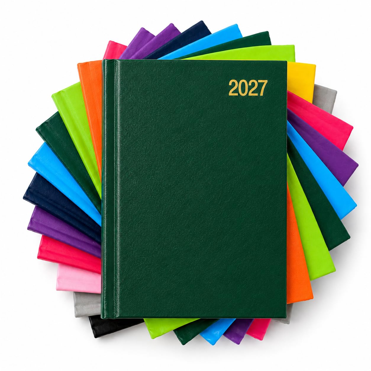 evelay 2027 Page a Day Diary A6 - Small Compact Hardback Daily Planner - Pocket Size Agenda for Notes, Appointments & Goals (Bottle Green)