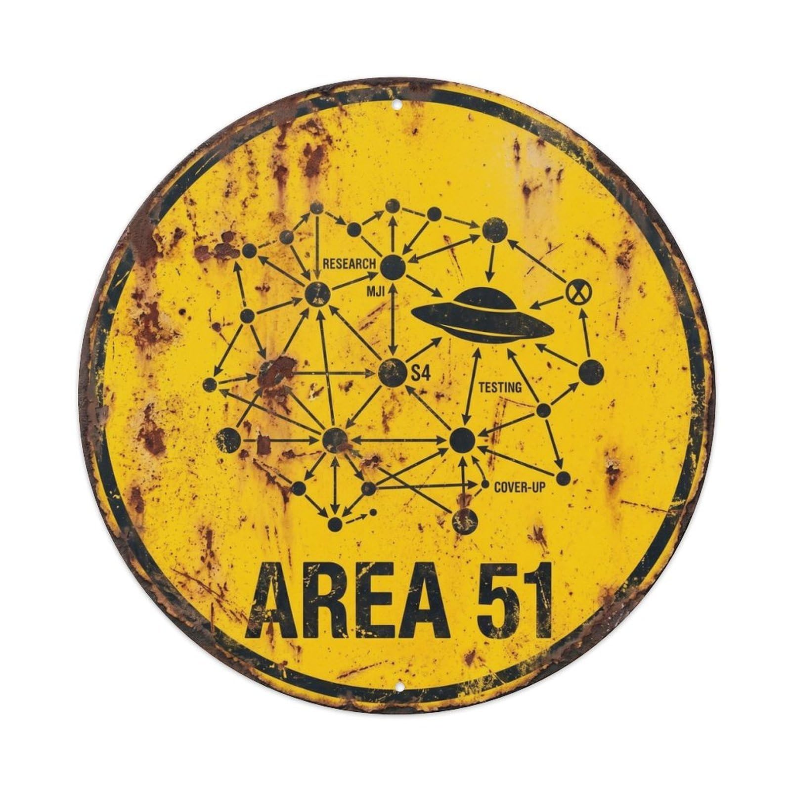 Extraterrestrial Area 51 Alien Conspiracy Diagram Metal Tin Sign