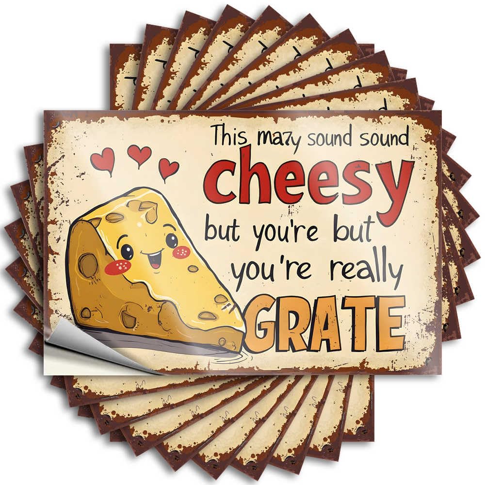 Vintage Stickers, Music Bumper Cheesy Pun: You're Really Grate | Funny Quote Fall Decals(8X12CM)
