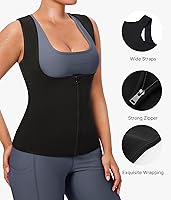 Vista 4 de GAODI Traje de sauna para mujer, moldeador de cuerpo, Traje de sauna negro