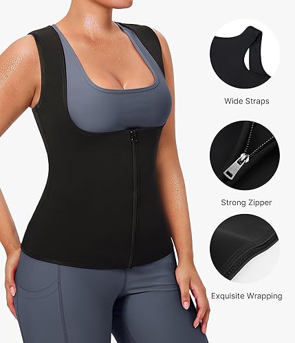 Miniatura 4 de GAODI Traje de sauna para mujer, moldeador de cuerpo Traje de sauna negro