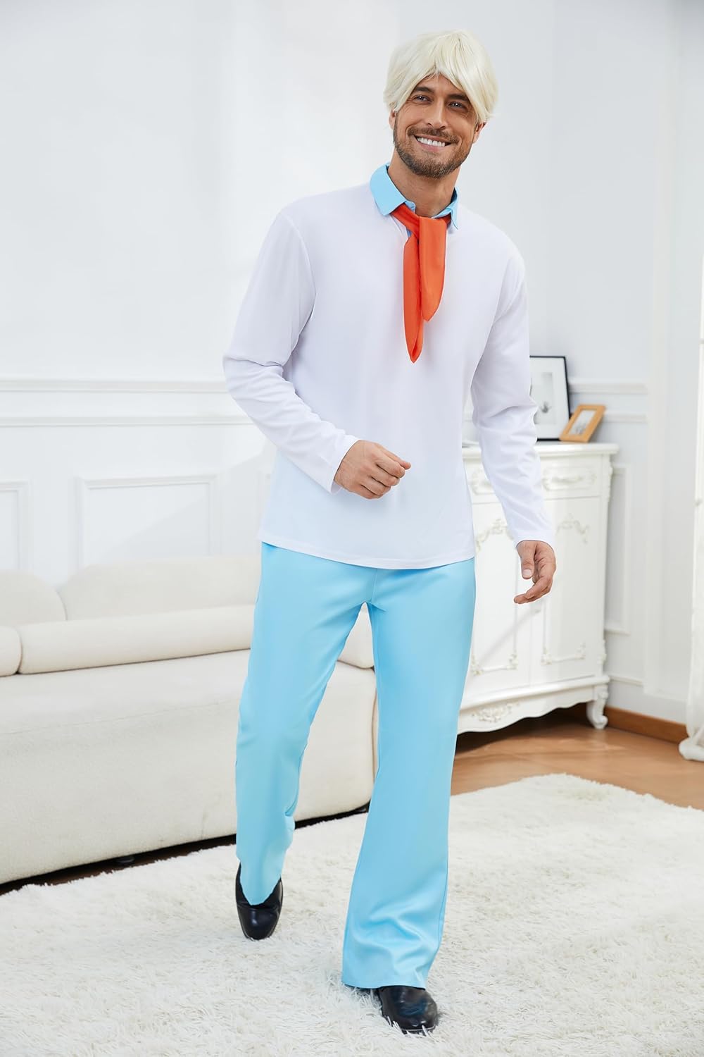 Mens Classic Movie Costume Shirt Pants Set with Wig Adult Halloween Cosplay Outfits Fancy Dress Suit - Image 4