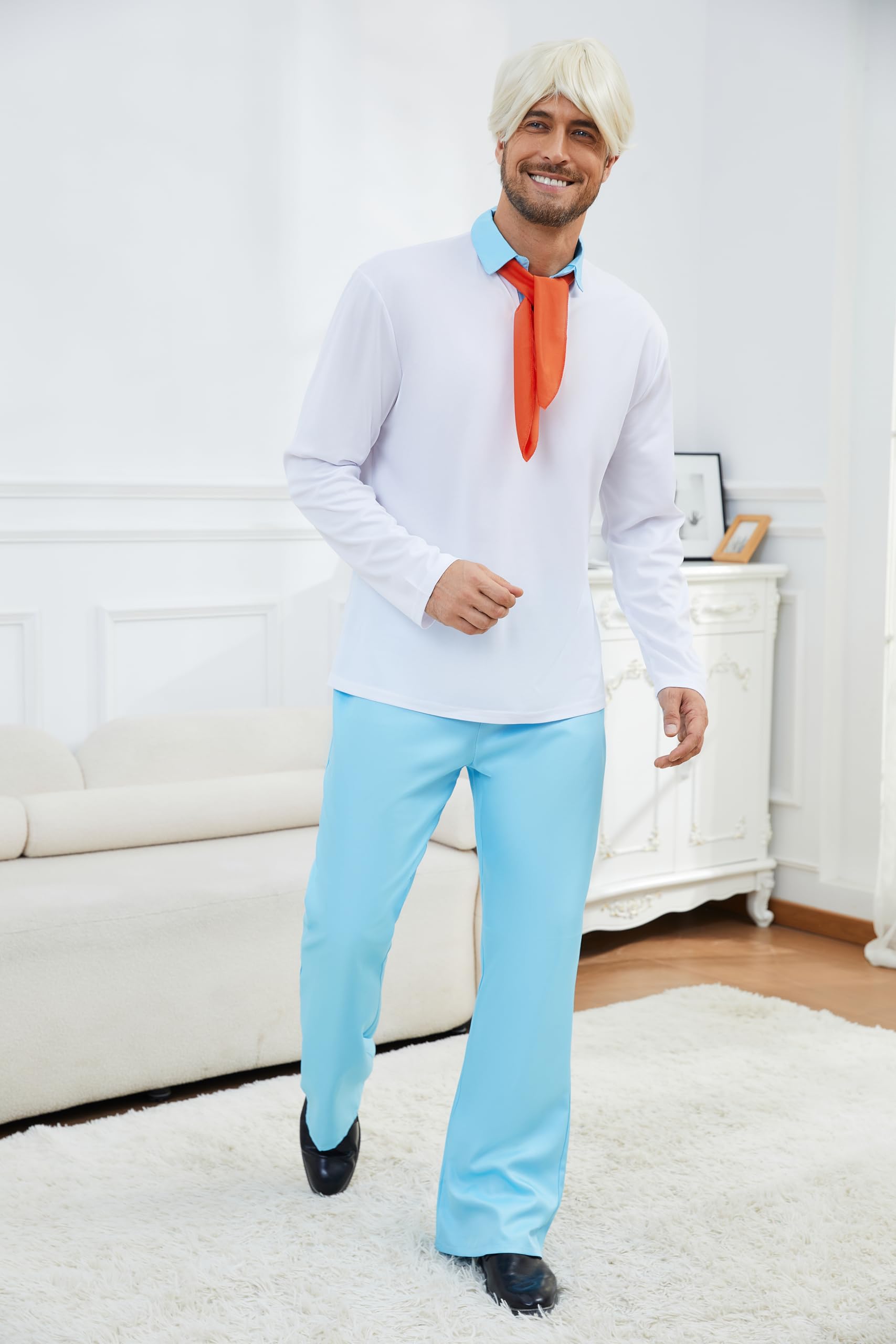 Halloween Costume Wig Mens Shirt Pants Set Classic Movie Character Cosplay Outfits Halloween Fancy Dress Suit 2XL - Image 4