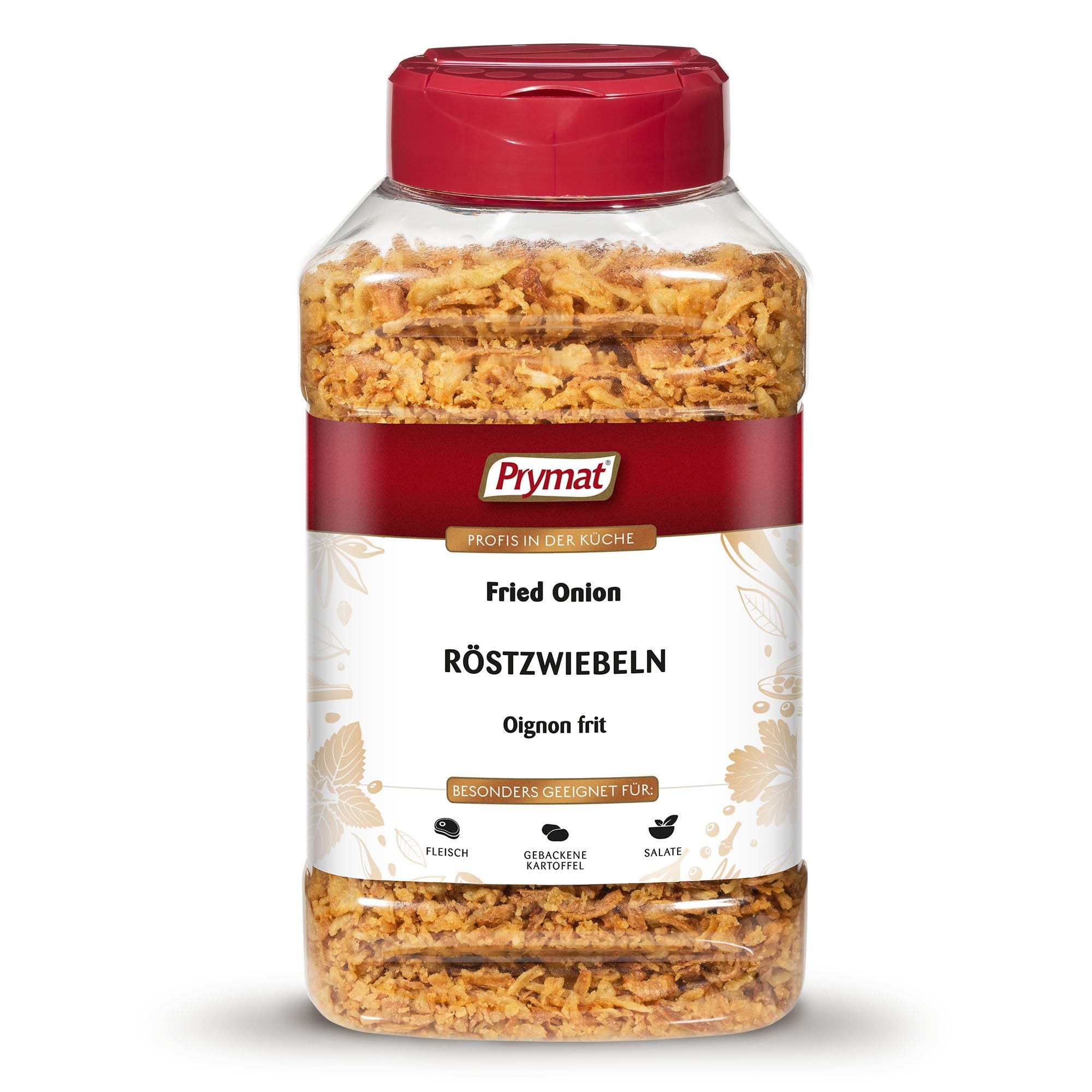 Prymat Röstzwiebeln 300 g – Gebratene Zwiebeln, Knusprig geröstete Zwiebeln, Hot dogs, perfekt zum Verfeinern von Salaten, Suppen, Saucen, Fleisch, Burgern, Pommes und als Topping