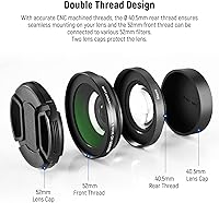 Vista 8 de NEEWER Lente gran angular HD de 40.5mm compatible con Sony ZV-1F ZV-E10 A5000 A6000, lente adicional gran angular de 2 en 1 de 18mm & macro 10x
