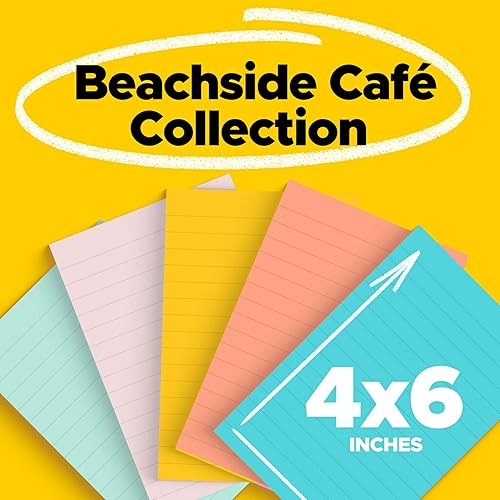 Miniatura 3 de Post-it Notes Beachside Cafe Collection (4 x 6 pulgadas, 5 blocs, 660 hojas) y colección Post-it Super Sticky Notes Bright Colors (3 x 3 pulgadas,
