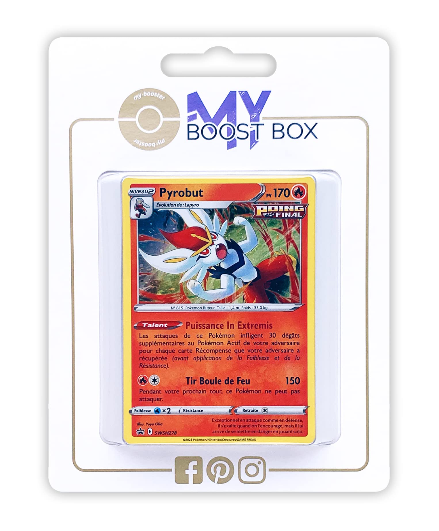 Pyrobut SWSH278 Holo Poing Final - Myboost X Épée Et Bouclier 12.5 Zénith Suprême - Coffret De 10 Cartes Pokémon Françaises