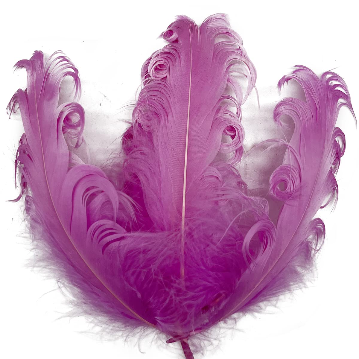 50pcs Purple Curly Nagorie Goose Feathers 5-7inch for Hat Dress Decor Crafts DIY Wedding Bouquet Party Decorations Home Decor