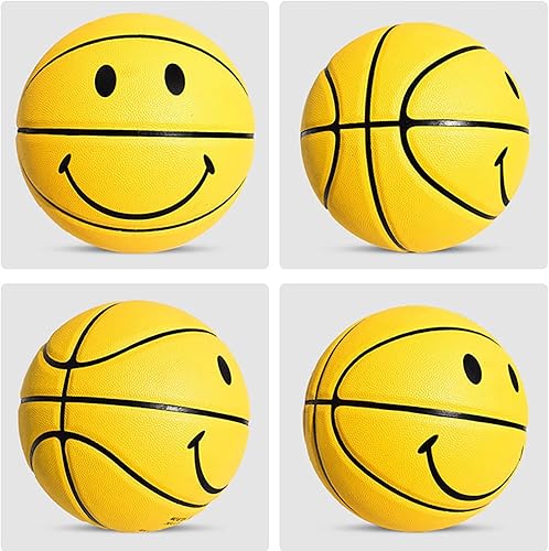 Miniatura 4 de MINDCOLLISION Balón de baloncesto de cara sonriente, piel sintética que absorbe la humedad, suave, buen agarre, entrenamiento y competencia en