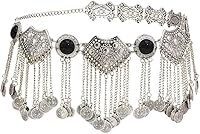 Vista 1 de idealway Cadena de cintura para el vientre para mujer, cinturón bailarín, cinturones de playa, cadena de cuerpo bohemio, moneda, borla cinturón