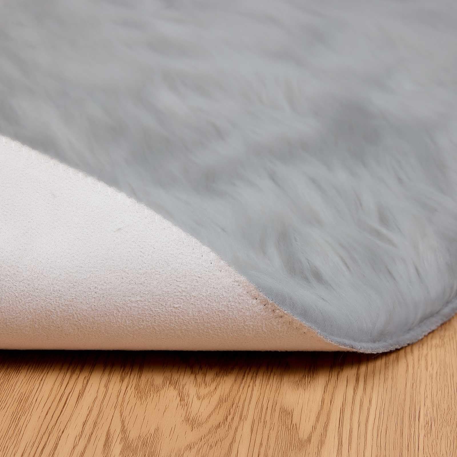 Teppich Kunstschaffell Grau Ø 120 cm Rund Polyester Flauschig