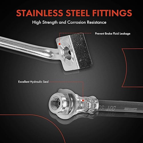 Miniatura 4 de A-Premium Manguera hidráulica de freno delantero compatible con modelos Dodge seleccionados - Dakota 1991 1992 1993 1994 1995 1996 4WD - Reemplazo #