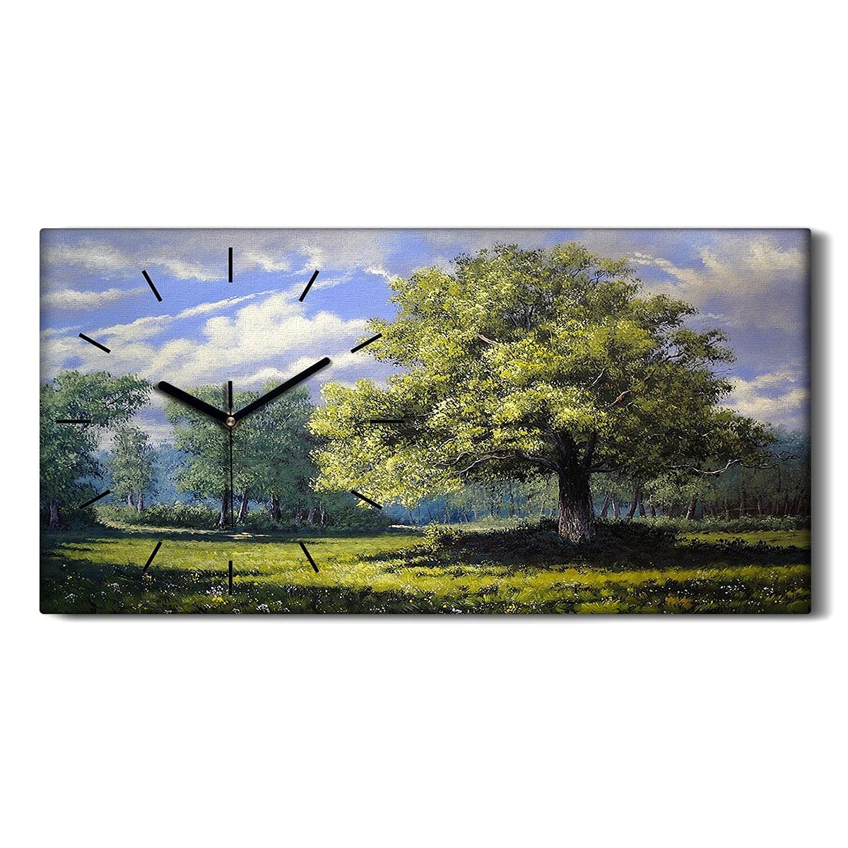 Horloge sur toile 60x30cm paysage d'arbres silencieuse sans tic-tac