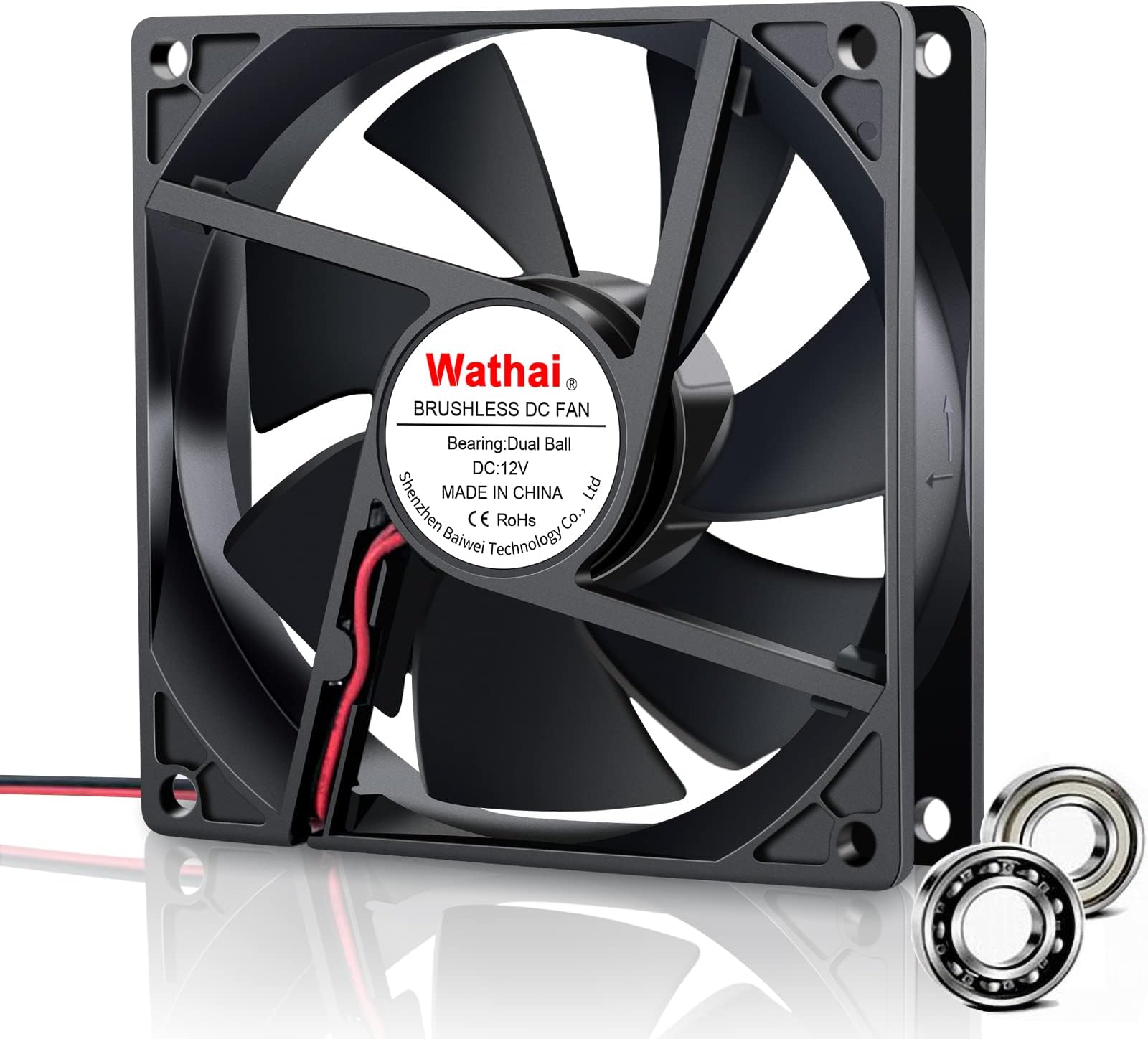 Wathai 9225 92mm x 25mm 12V DC Brushless Computer case Fan 12 Volt 2Pin Dual Ball for DIY Cooling Ventilation Exhaust Projects
