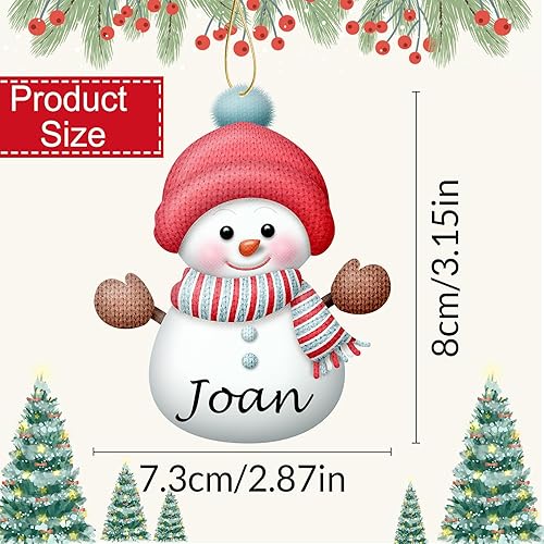Miniatura 3 de Adornos de Navidad personalizados con nombres, muñeco de nieve, 7 piezas, adorno familiar personalizado para árbol de Navidad para colgar en madera,