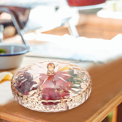 Miniatura 7 de YARDWE Bandeja de aperitivos con tapa, caja de plástico para dulces, soporte para frutos secos, bandeja redonda de frutas secas, bandeja de