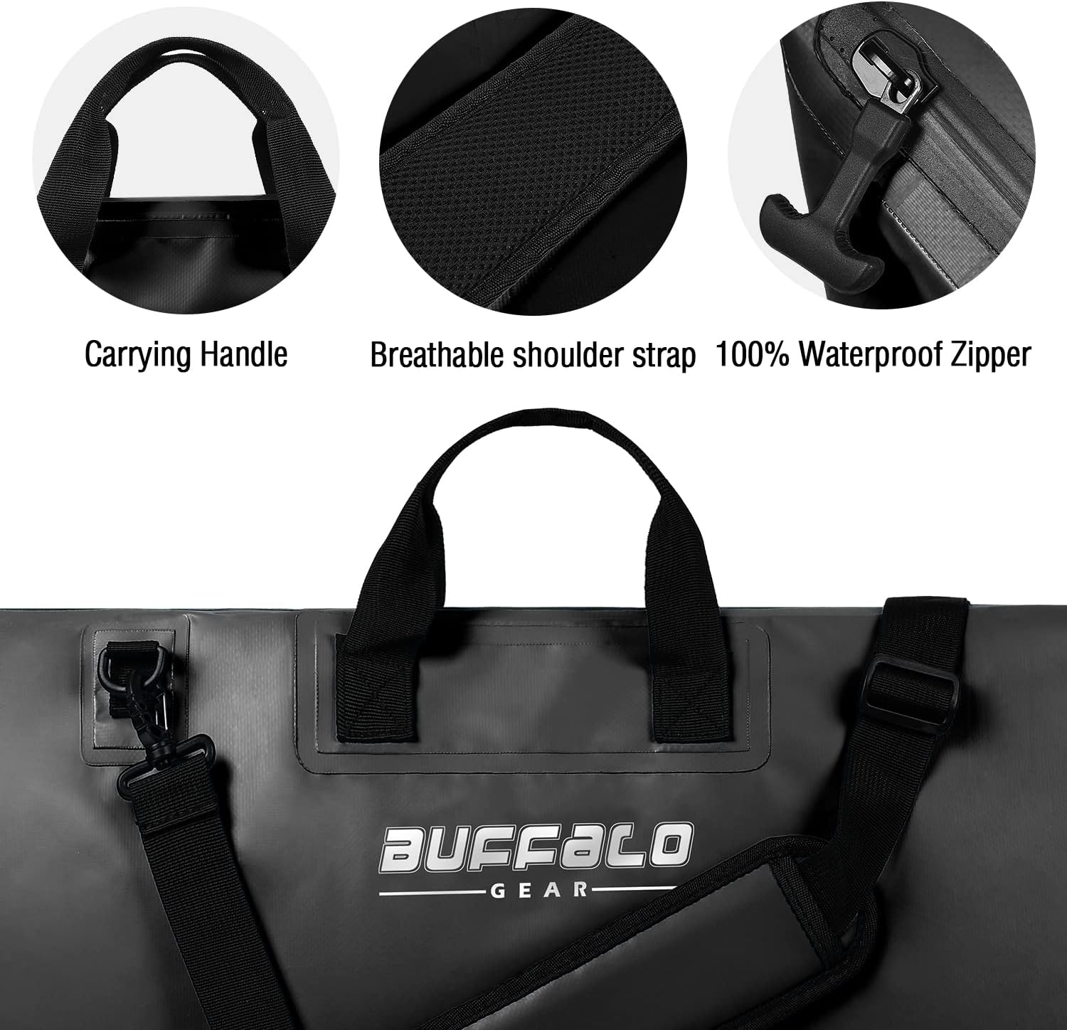 Buffalo Gear Fish Tournament Weigh in Bag for Bass Fishing, Heavy Duty Fish Bag for Caught Fish Waterproof,Leakproof,Puncture Resistant