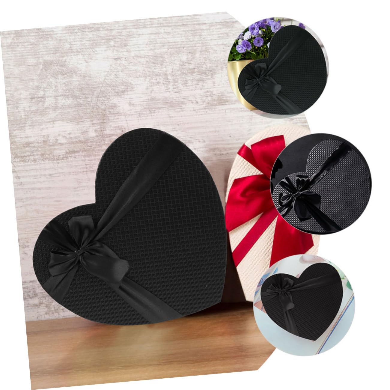 HOUDERCO 2stücke Herzförmige Geschenkbox Schwarze Papierverpackung Für Blumen Und Pralinen Kreative Geschenkverpackung Für Valentinstag Und Besondere Anlässe Hochwertige Handarbeit