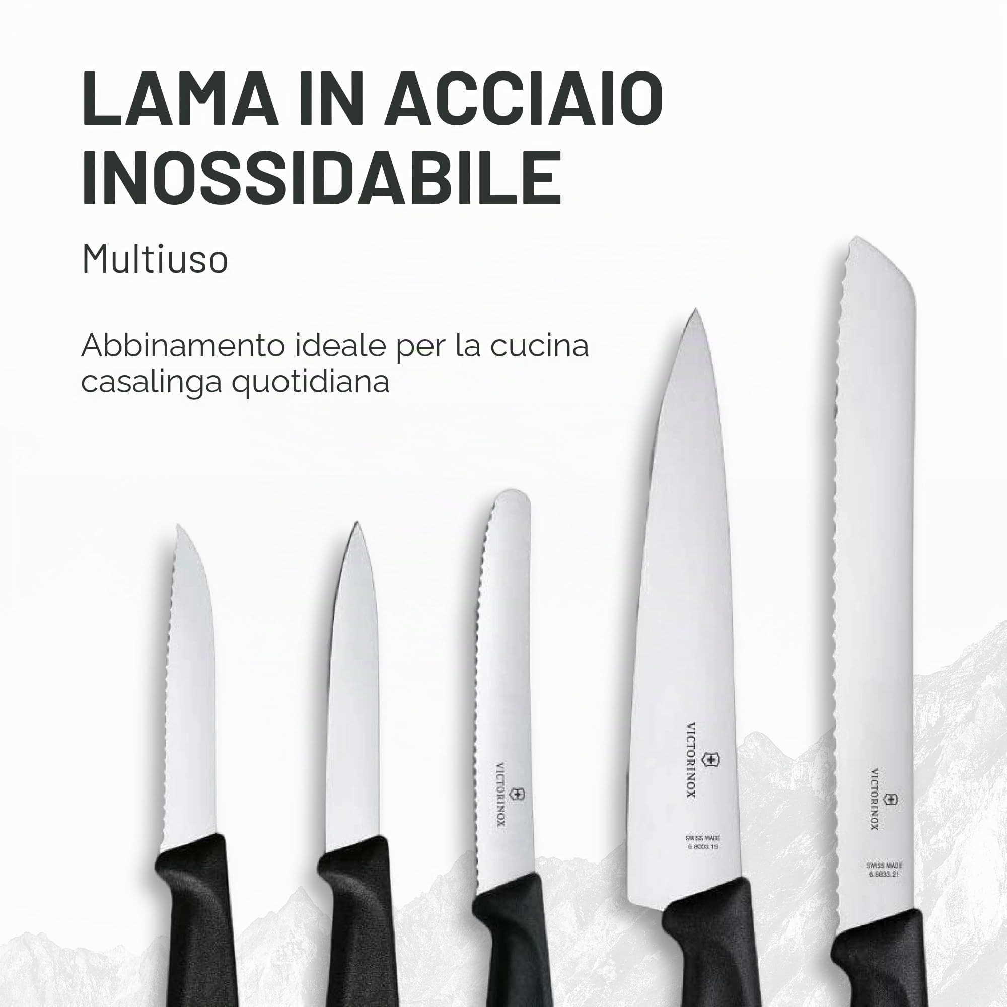 Victorinox Swiss Classic, set coltelli da cucina (5 pezzi) in confezione regalo, con lame in acciaio inox, nero