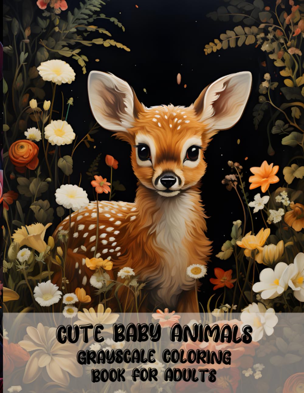 Cute Baby Animal Coloring Book: Grayscale Coloring Book for Adults