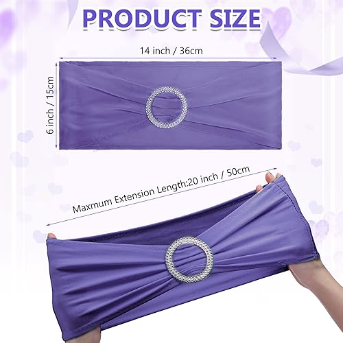 Miniatura 2 de CHENGU 150 bandas elásticas de elastano para silla, lazos elásticos para silla, lazos con hebilla deslizante para bodas, fiestas, recepciones,