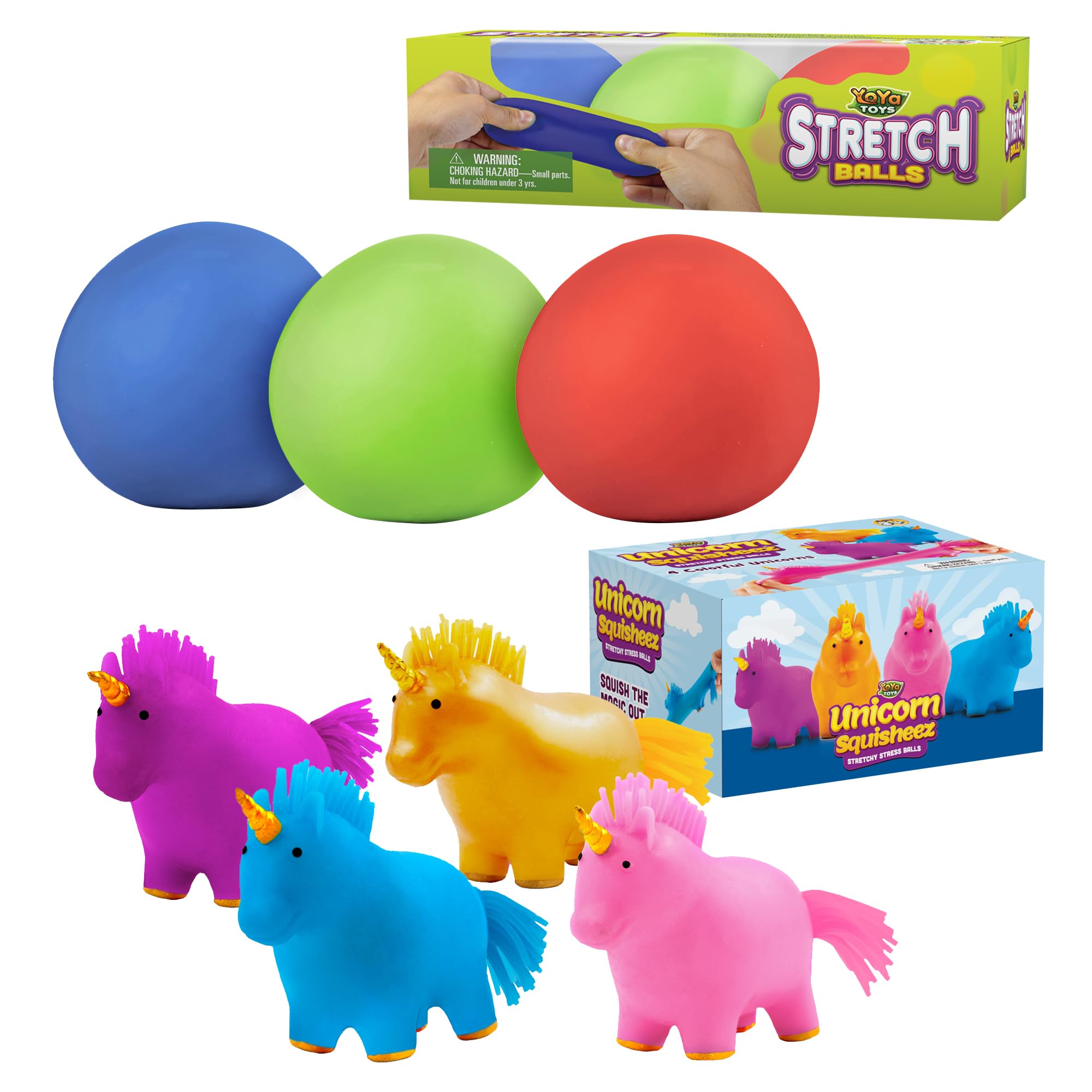 Amazon.com: Stretch Balls & Unicorn Squishies Bundle (7-Pack) - 3 ...