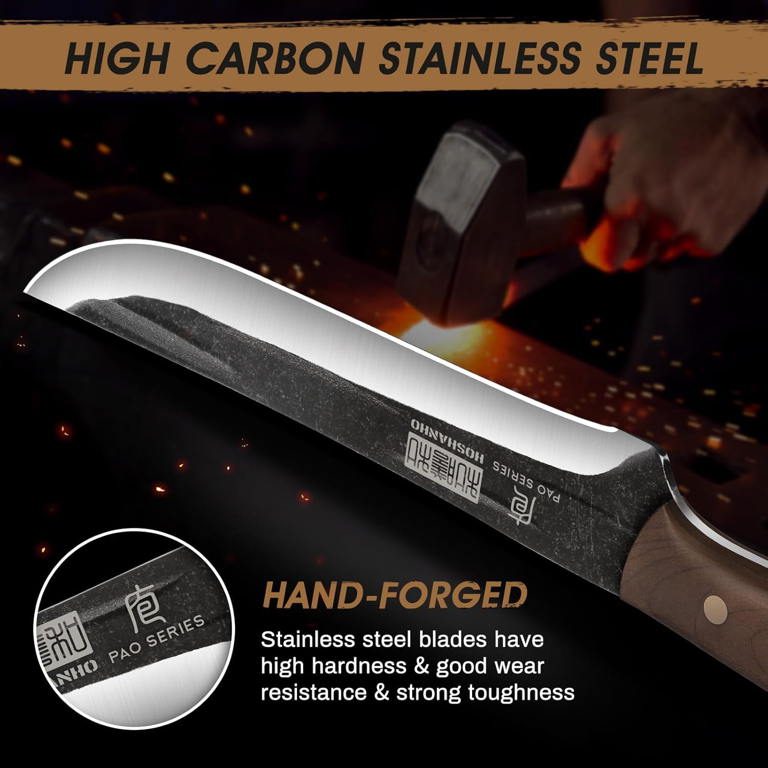 HOSHANHO 6.7 Inch Boning Knife for Meat Cutting, Super Sharp Fillet Knife for Fish, High Carbon Steel Hand Forged Butcher Knives for Brisket Trimming, BBQ, Camping - Image 2