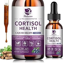 Cortisol Supplements for Women, Cortisol Reducer Manager Detox with KSM-66® Ashwagandha, Kava, Lemon Balm & Vitamin C B5 B6, Lower Cortisol, Hormone Harmony Liquid Drops, 2 FL.OZ, Blueberry Flavor