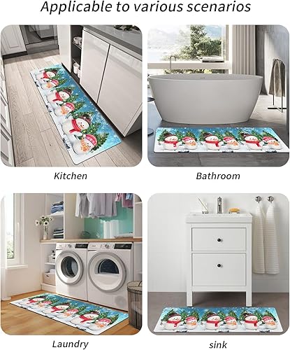 Miniatura 5 de Tapete de baño de muñeco de nieve de Navidad para bañera, tapete antideslizante de secado rápido y absorbente, tierra de diatomeas, fregadero de