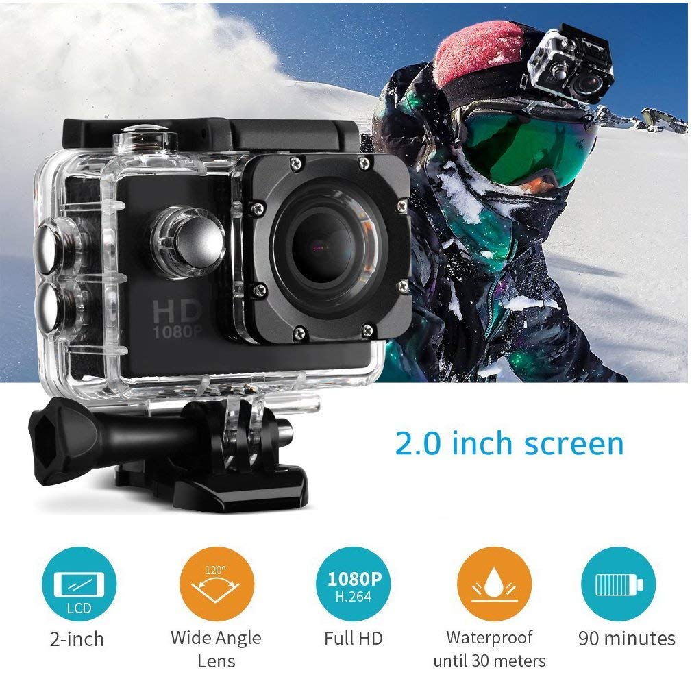 VYNEX Action Camera 2K Ultra HD | Waterproof Case | Wide Angle Lens | Sports Recording Camcorder with Helmet Mount 4