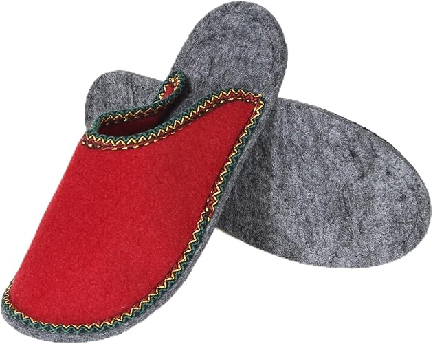 Pantoffelmann gastensloffen van wolvilt | Grijs | Maten 36–47 | Ademend en comfortabel met vilten zool | Ergonomisch en antislip