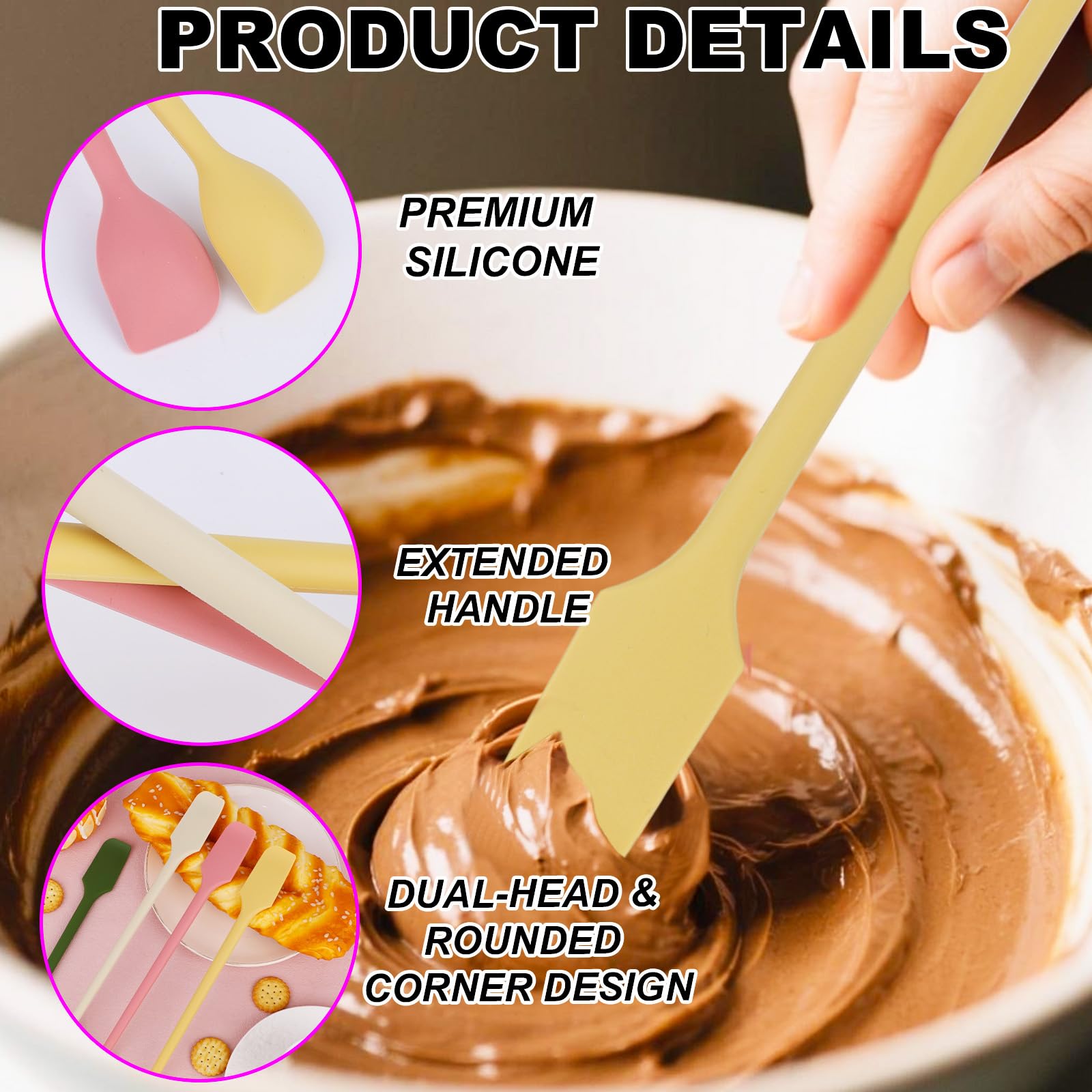 4pcs Mini Spatules En Silicone,Grattoir De Cuisine Multifonctionnel