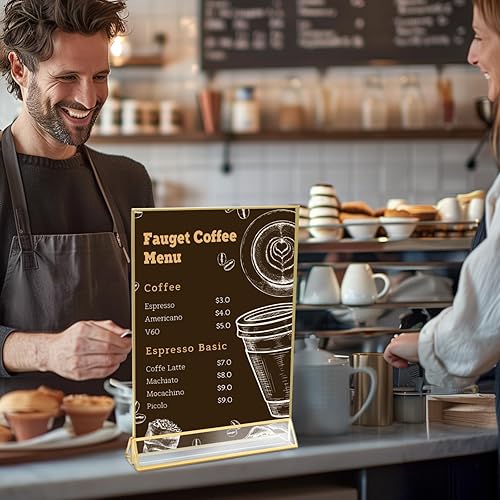 Miniatura 31 de UNIQOOO Soporte acrílico transparente con borde dorado Paquete de 6, 6 x 4 pulgadas, marco de doble cara, vista del paisaje, perfecto para soporte