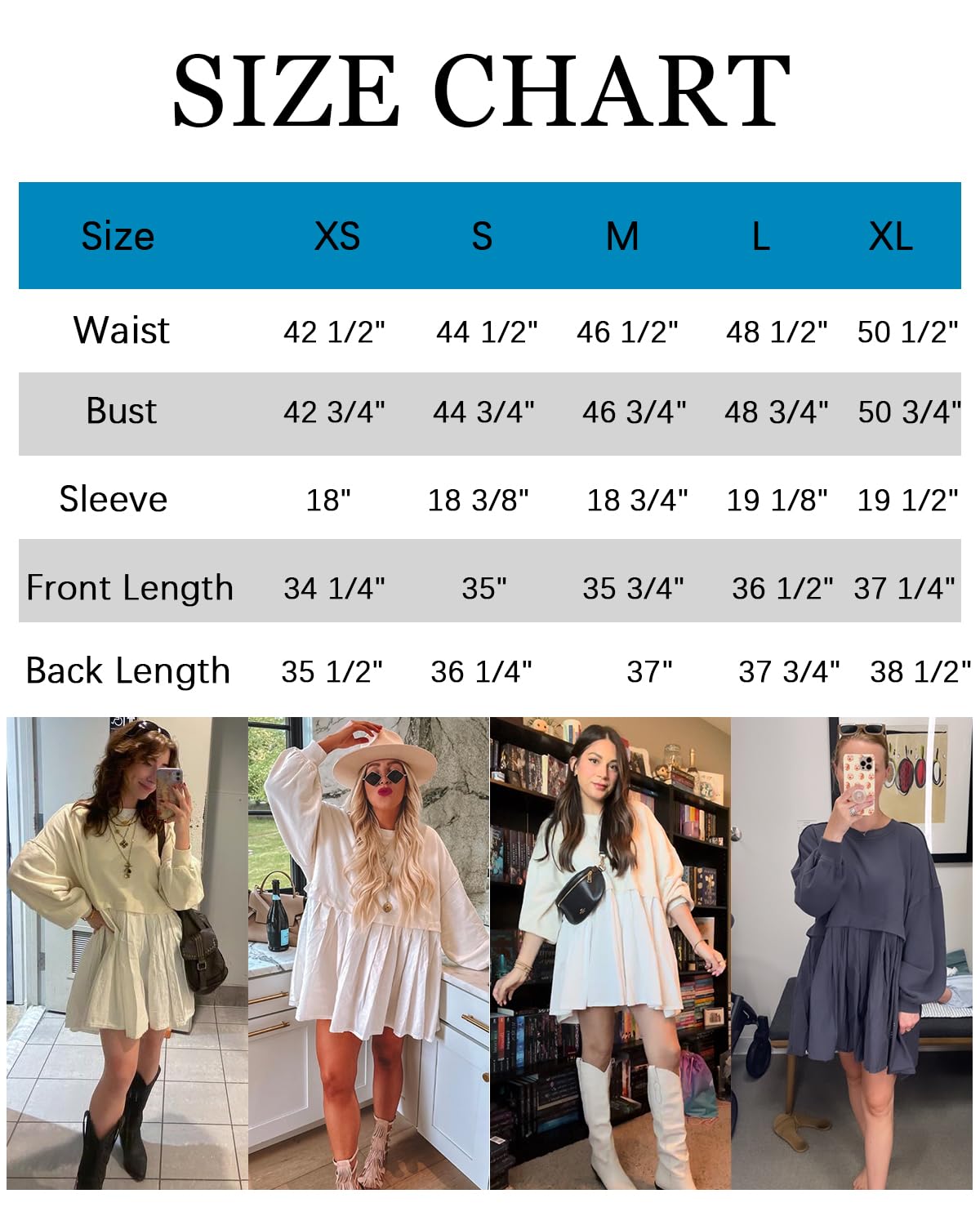Dokuritu Vestido tipo sudadera para mujer, cuello redondo, manga larga, con retazos, sin botones, con vuelo, de gran tamaño, mini vestido