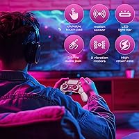 Vista 4 de Wireless Controller Compatible with PS4/Pro/Slim, Black ps4 controller with Dual Vibration, 1000mAh Battery, 6-Axis Motion Sensor, Built-in Speaker